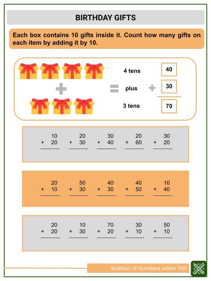 Addition Of Numbers Within 100 Worksheets Helping With Math