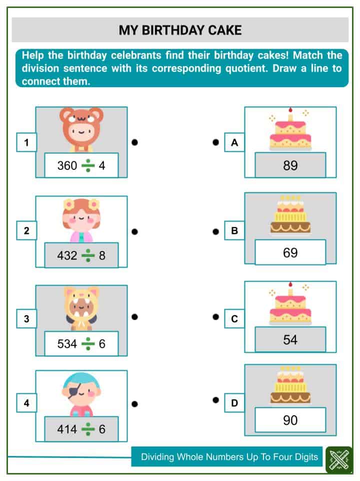 dividing whole numbers up to four digits worksheets helping with math
