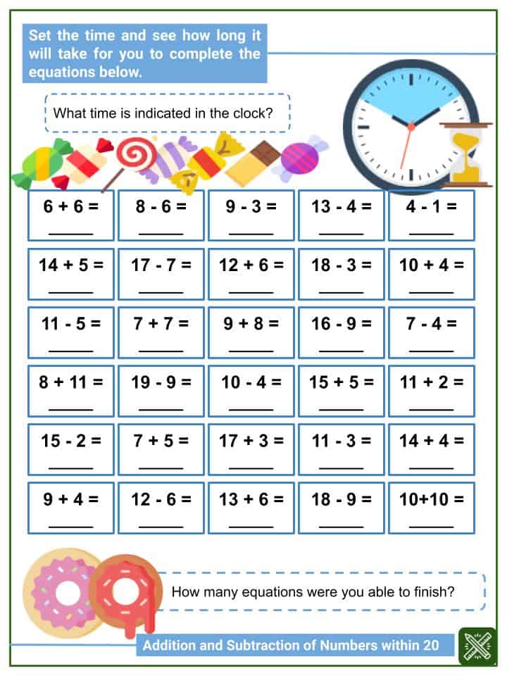 Addition To 20 Worksheets Year 1