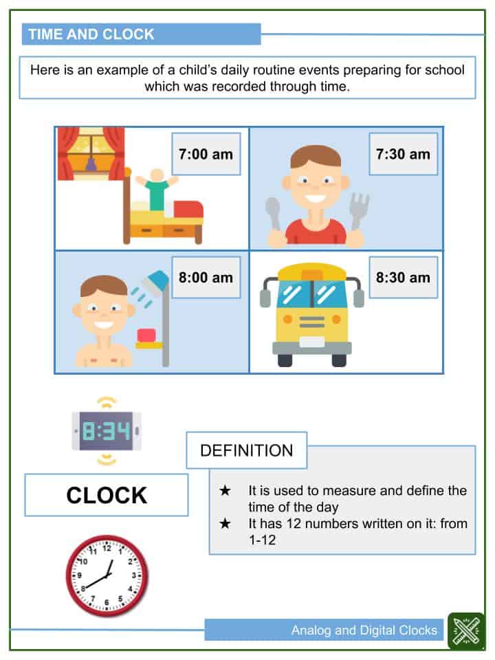 Analog and Digital Clocks 1st Grade Math Worksheets For Kids