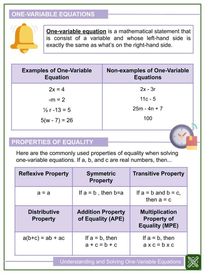 Understanding and Solving One-Variable Equations 6th Grade Worksheets