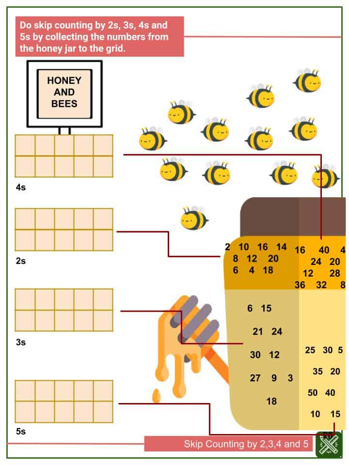 skip counting by 234 and 5 worksheet kindergarten maths worksheets