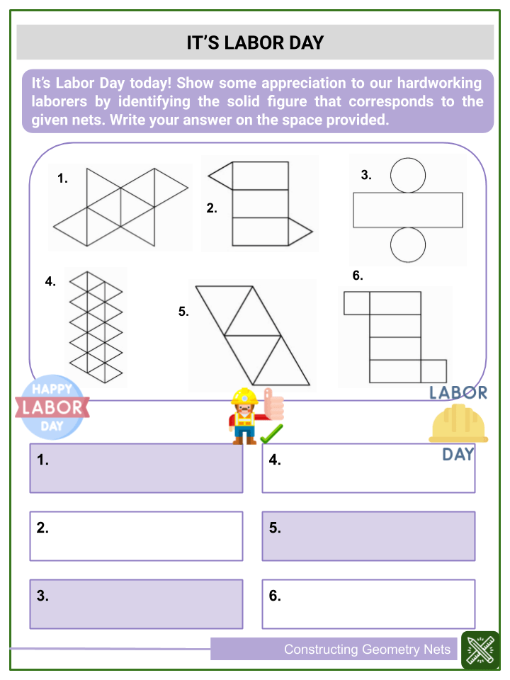 Constructing Geometry Nets 6th Grade Common Core Math Worksheets
