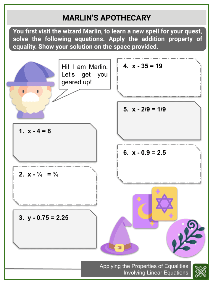 Addition And Subtraction Property Of Equality Worksheets Pdf