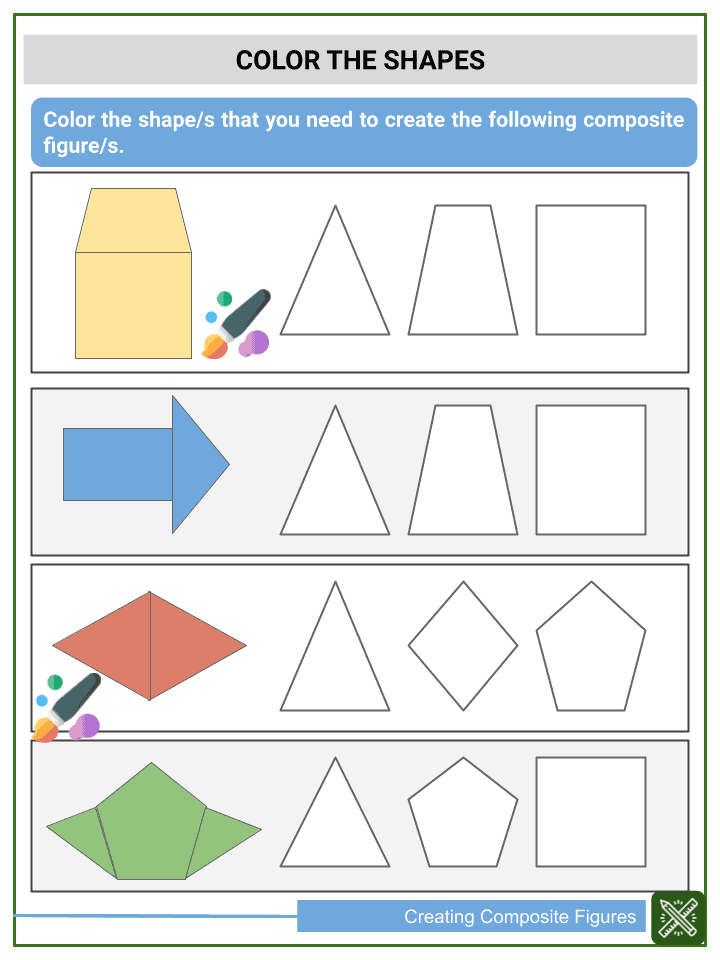 Creating Composite Figures 1st Grade Math Worksheets | Common Core