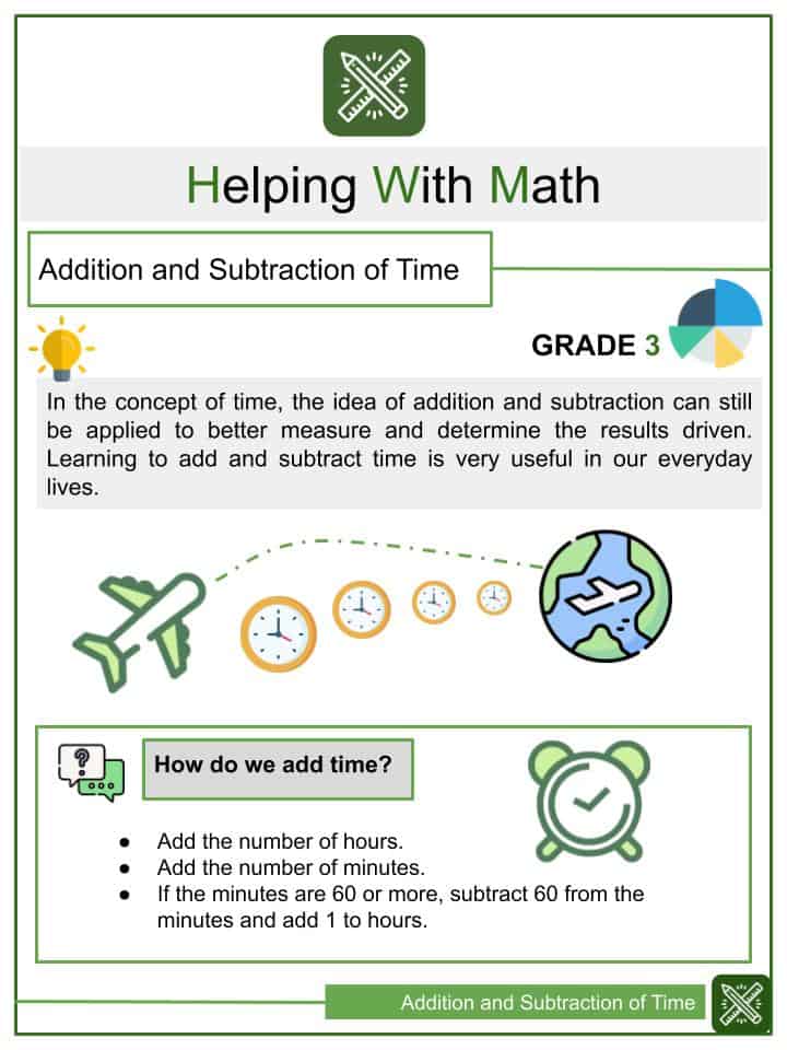 addition and subtraction of time 3rd grade math worksheets helping with math