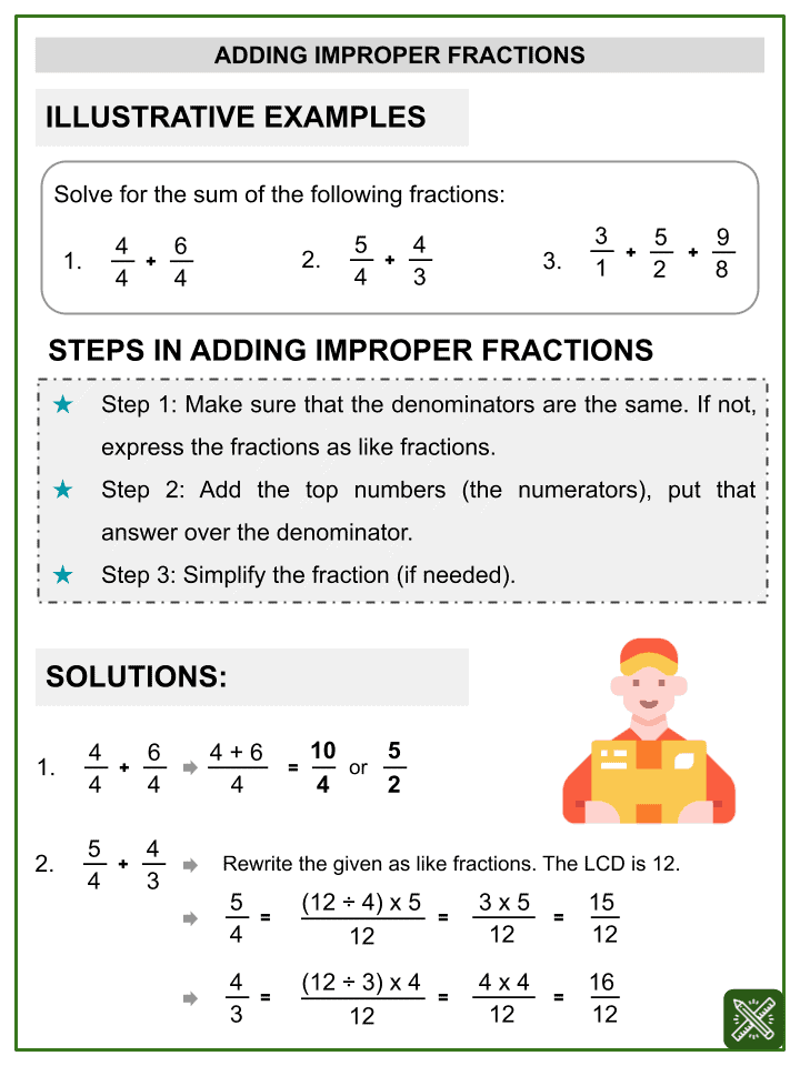 Fractions Year 2 Teaching Resources Addition Of Improper Fractions Math Worksheets Ages 9 10