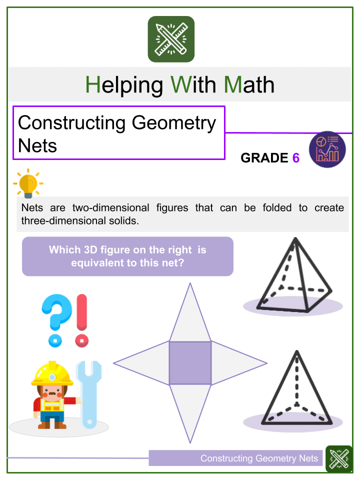 constructing geometry nets 6th grade common core math worksheets