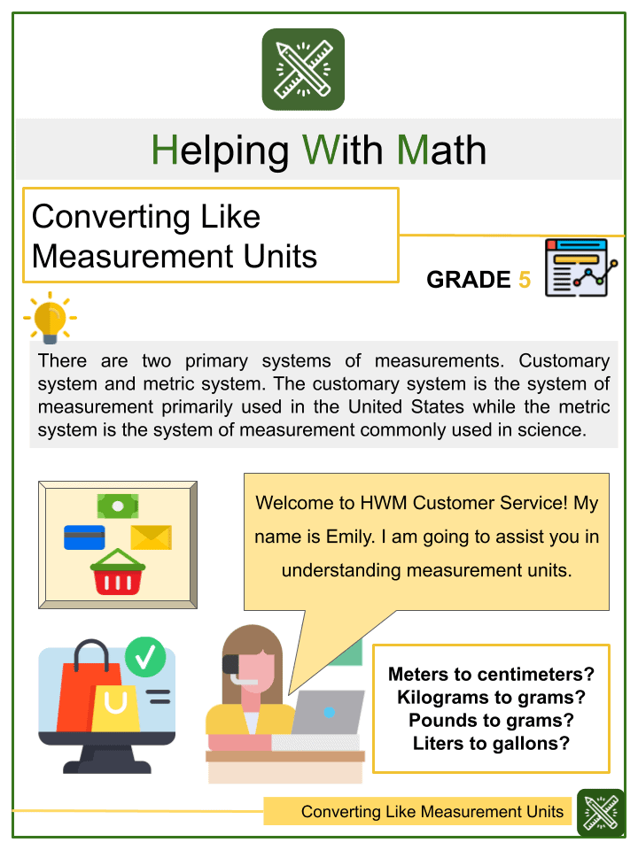 converting like measurement units 5th grade math worksheets