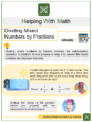 Dividing Mixed Numbers by Fractions 5th Grade Math Worksheets