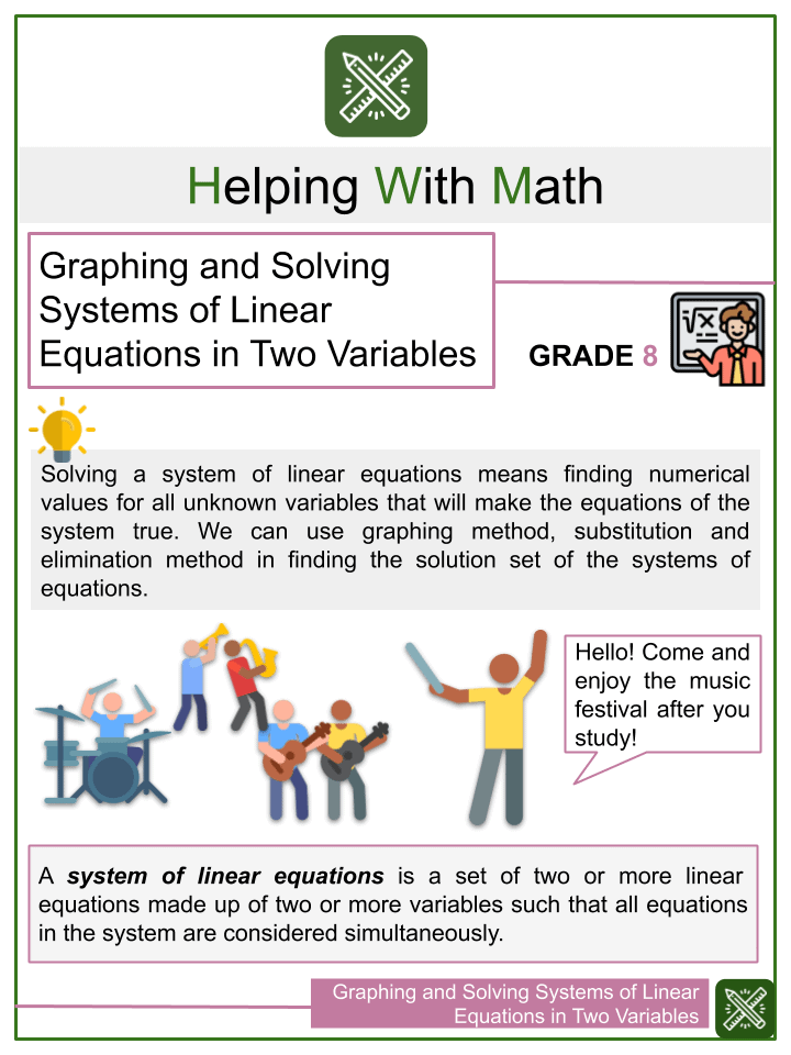 graphing solving systems of linear equations worksheets