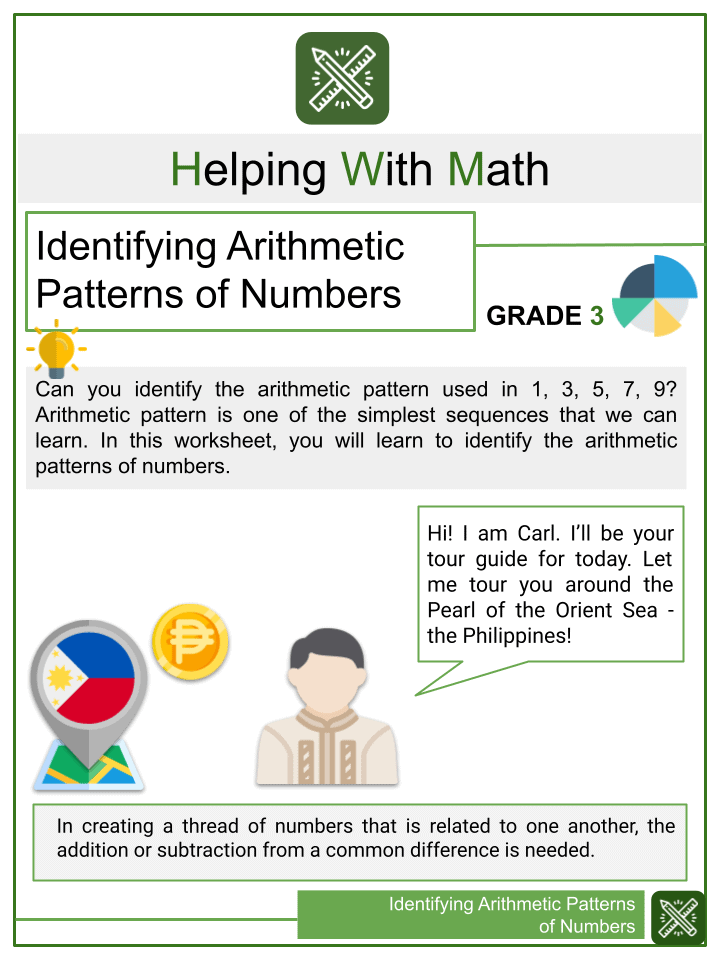 identifying arithmetic patterns of numbers math worksheets
