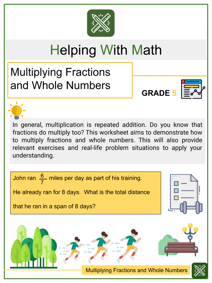 multiplying fractions and whole numbers 5th grade math worksheets 5th grade