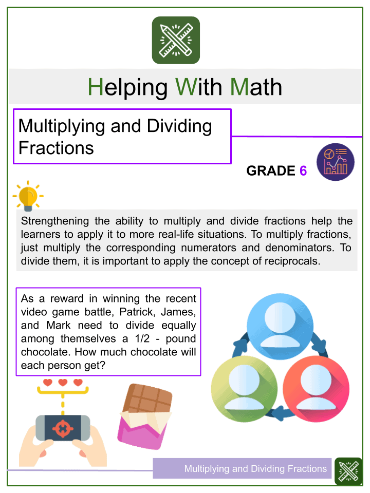 multiplying and dividing fractions 6th grade math worksheets