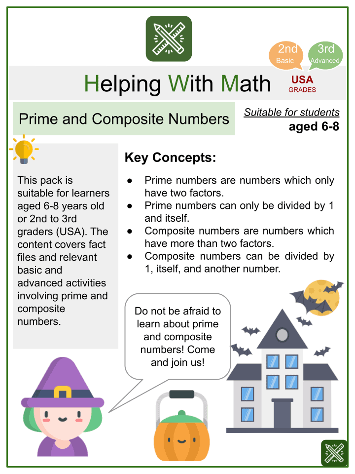Prime And Composite Numbers Math Worksheets Ages 6 8 Activities