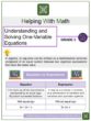 Understanding and Solving One-Variable Equations 6th Grade Math Worksheets
