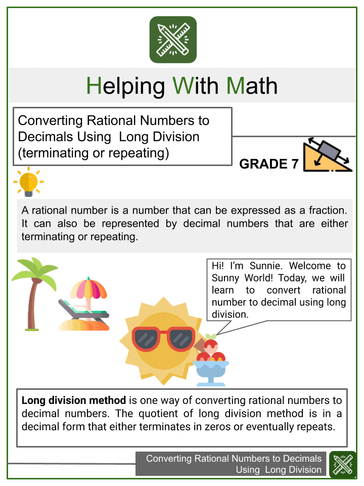 Converting Rational Numbers To Decimals Using Long Division Worksheet