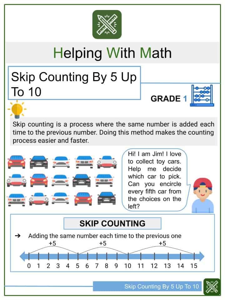 skip counting by 5 up to 10 1st grade math worksheets helping with math