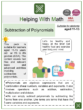 Subtraction of Polynomials (Ages 11-13) Worksheets (Health Themed)