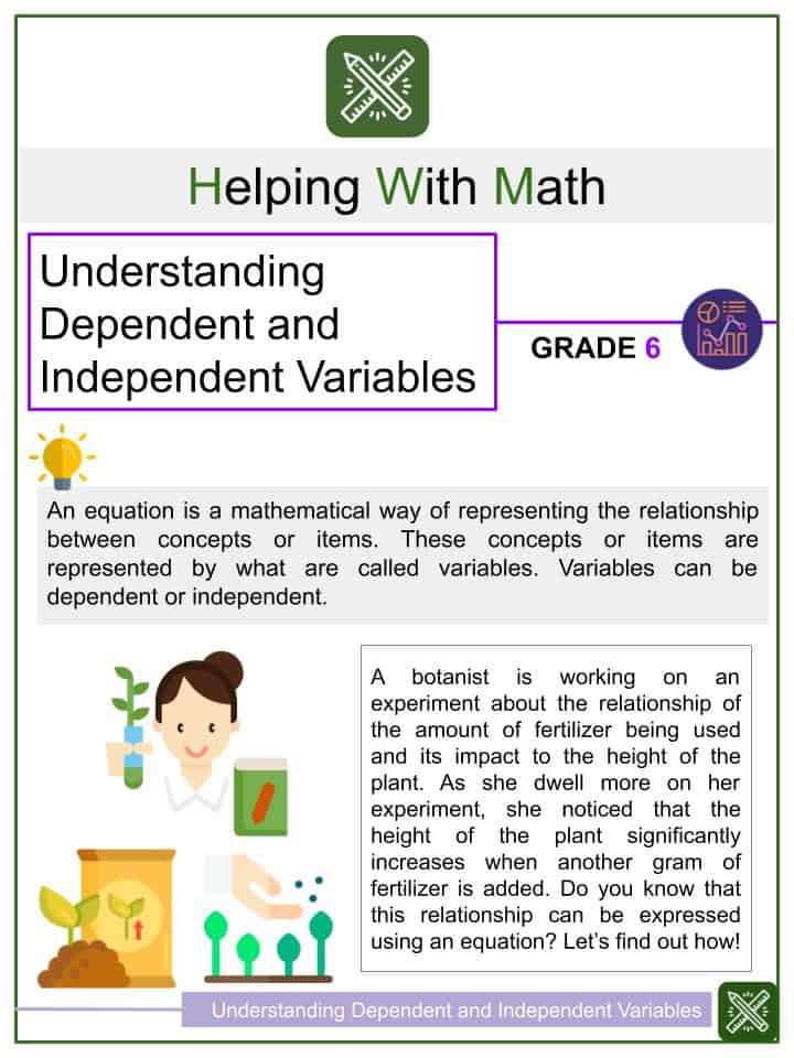 Free Dependent And Independent Variables Math Worksheets