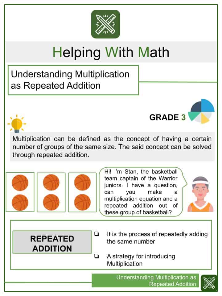understanding multiplication as repeated addition 3rd grade math worksheets grade 3