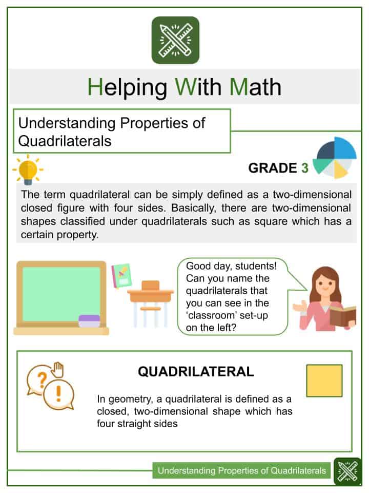 understanding properties of quadrilaterals 3rd grade math worksheets helping with math