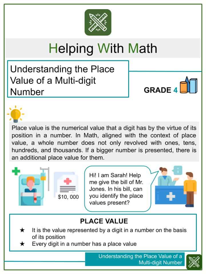 understanding the place value of a multi digit number 4th grade math worksheets helping with math