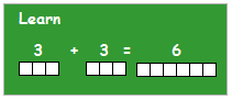 illustration of how 3 + 3 = 6