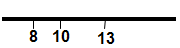 number line showing just 8, 10 and 13 marked