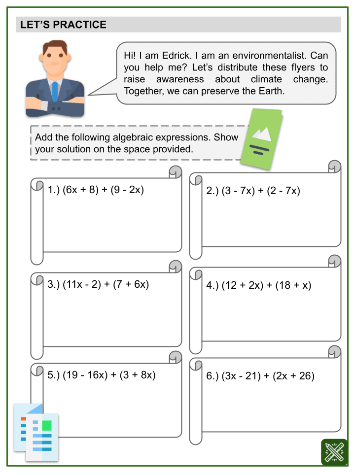 Addition Expressions Worksheets