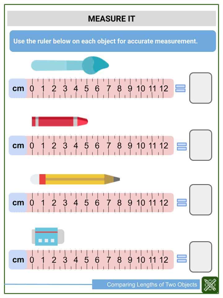 Free Printable Compare And Measure Length 2nd Grade Worksheet