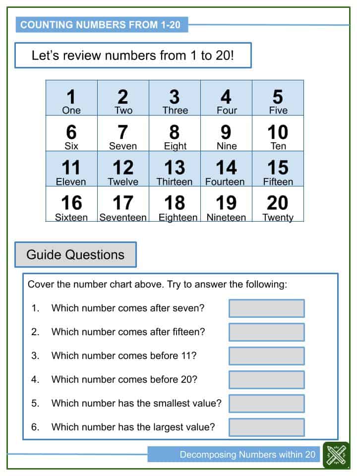 Composing And Decomposing Numbers Worksheet For Grade 1