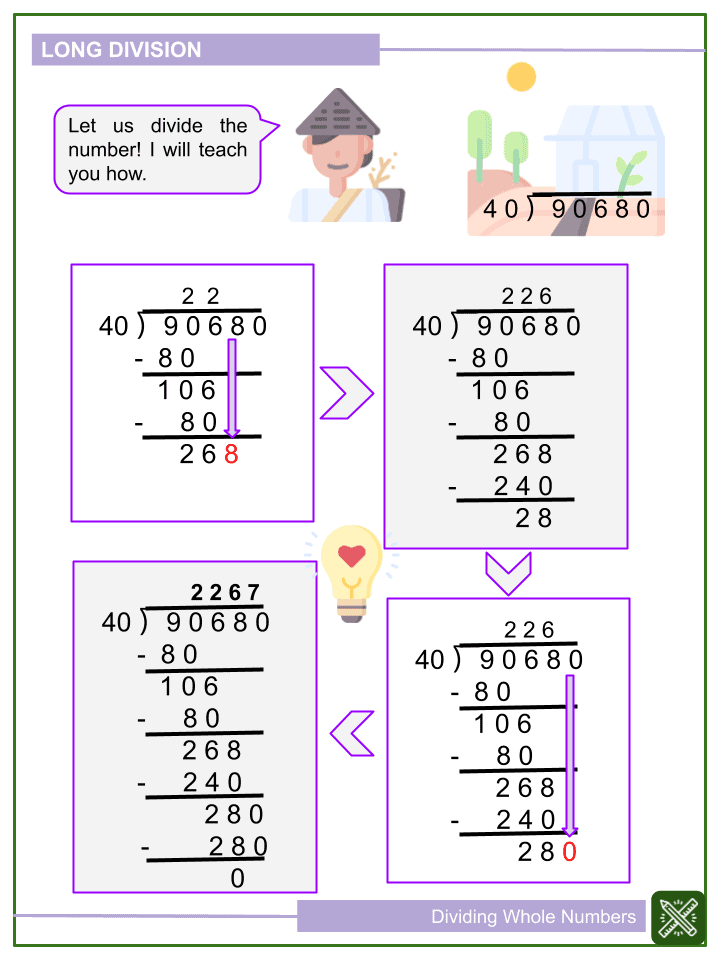 dividing whole numbers 6th grade math worksheets
