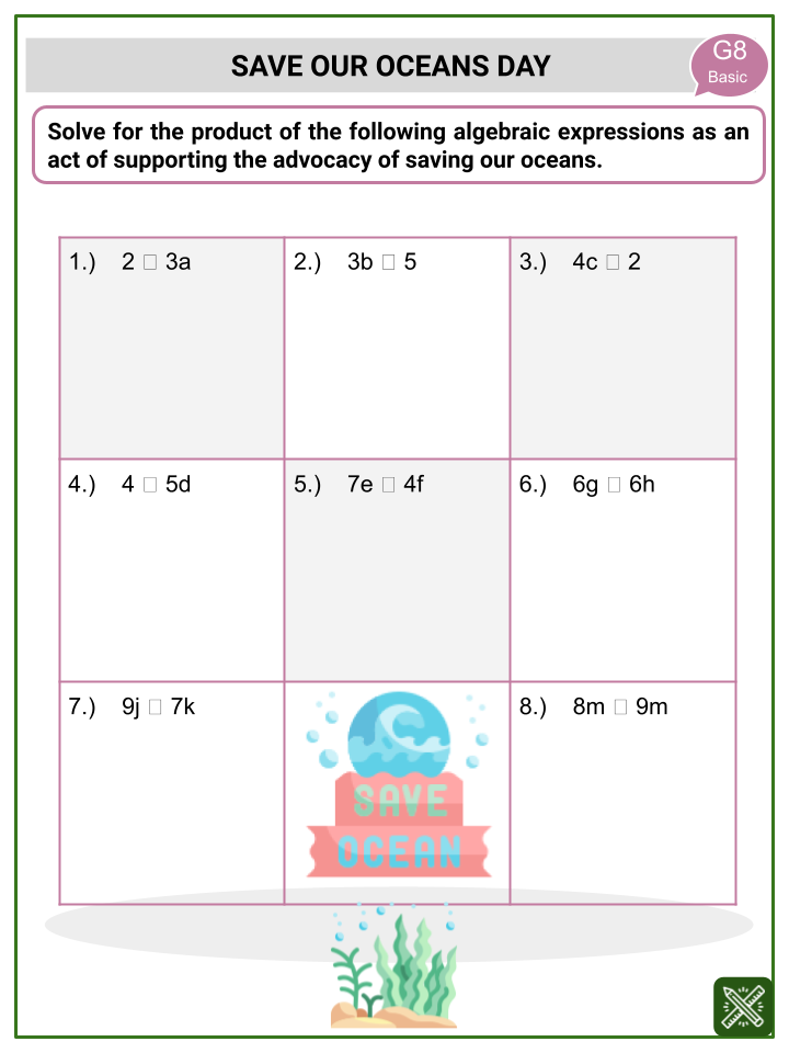 Multiplication Expressions Worksheets