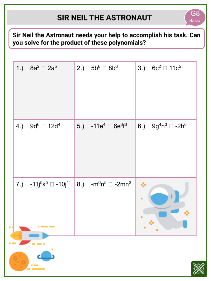 Multiplication Of Polynomials Math Worksheets Aged 12 14