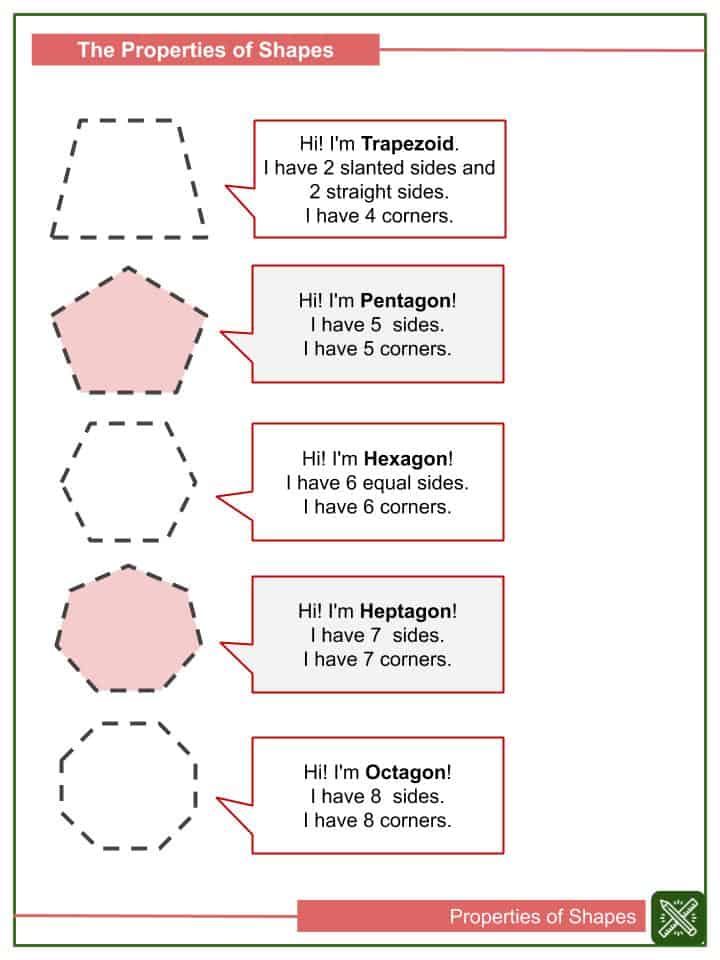 Properties of Shapes Worksheets Kindergarten Math Worksheets