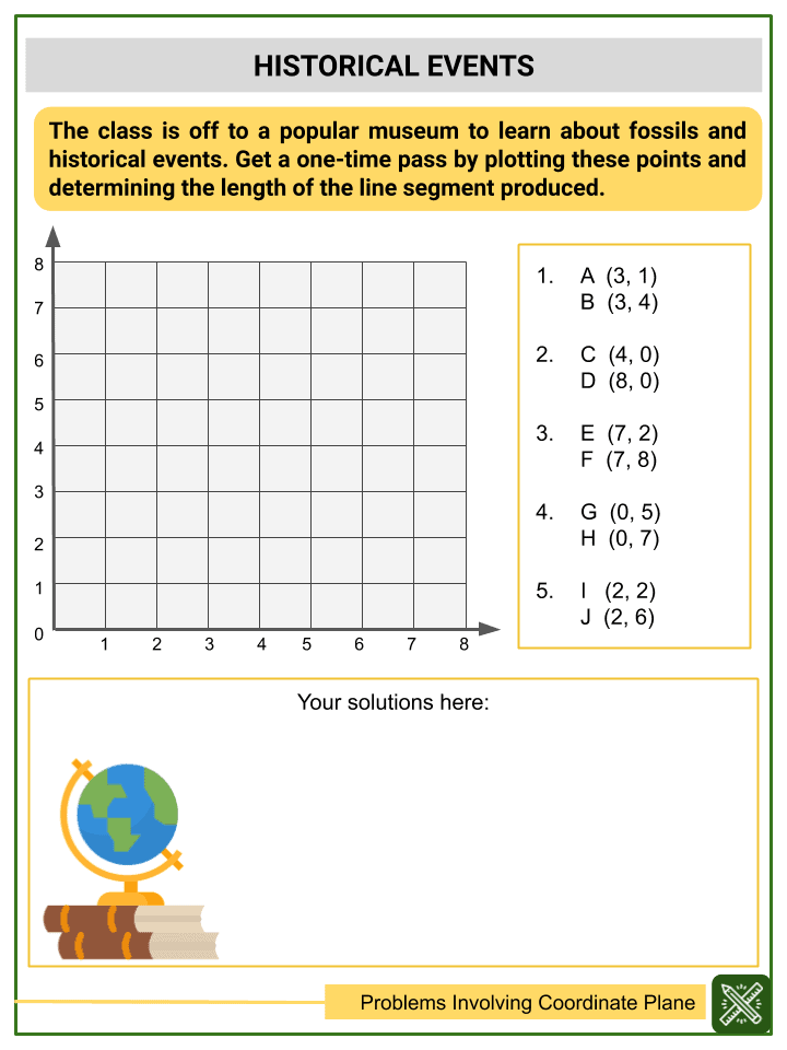 solving word problems involving coordinate plane 5th grade worksheets