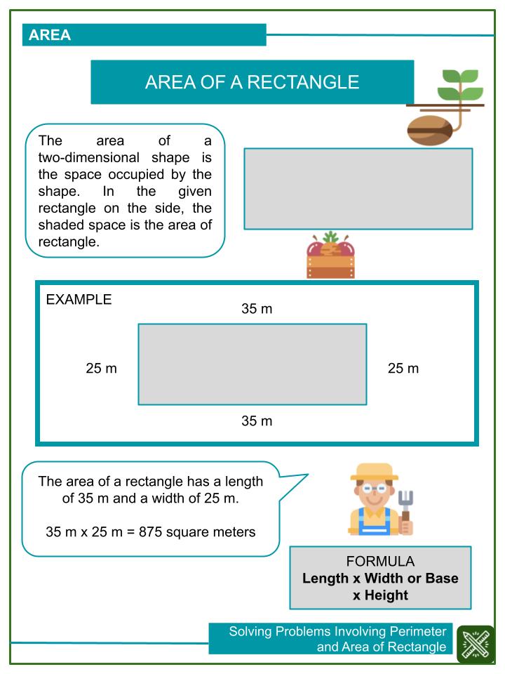 Solving Word Problems Involving Perimeter Area Of Rectangle Worksheets