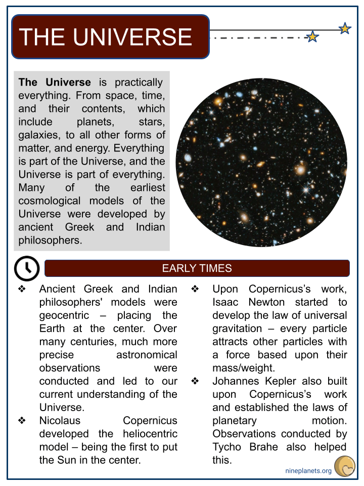The Universe Worksheets | Facts, Big Bang Theory & History