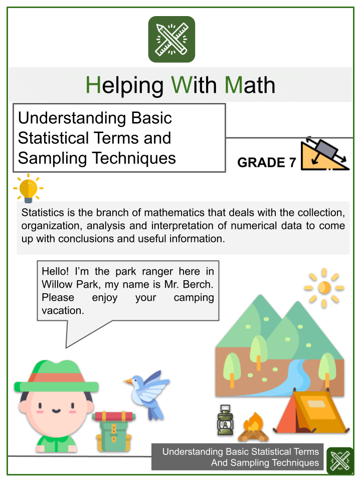 Understanding Basic Statistical Terms 7th Grade Math Worksheets