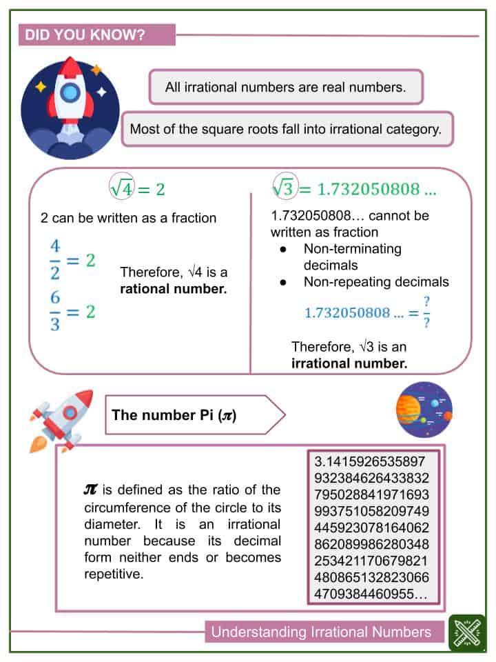 Math Worksheets Irrational Numbers