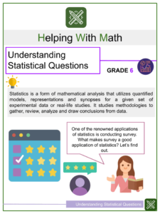 Understanding Statistical Questions 6th Grade Math Worksheets