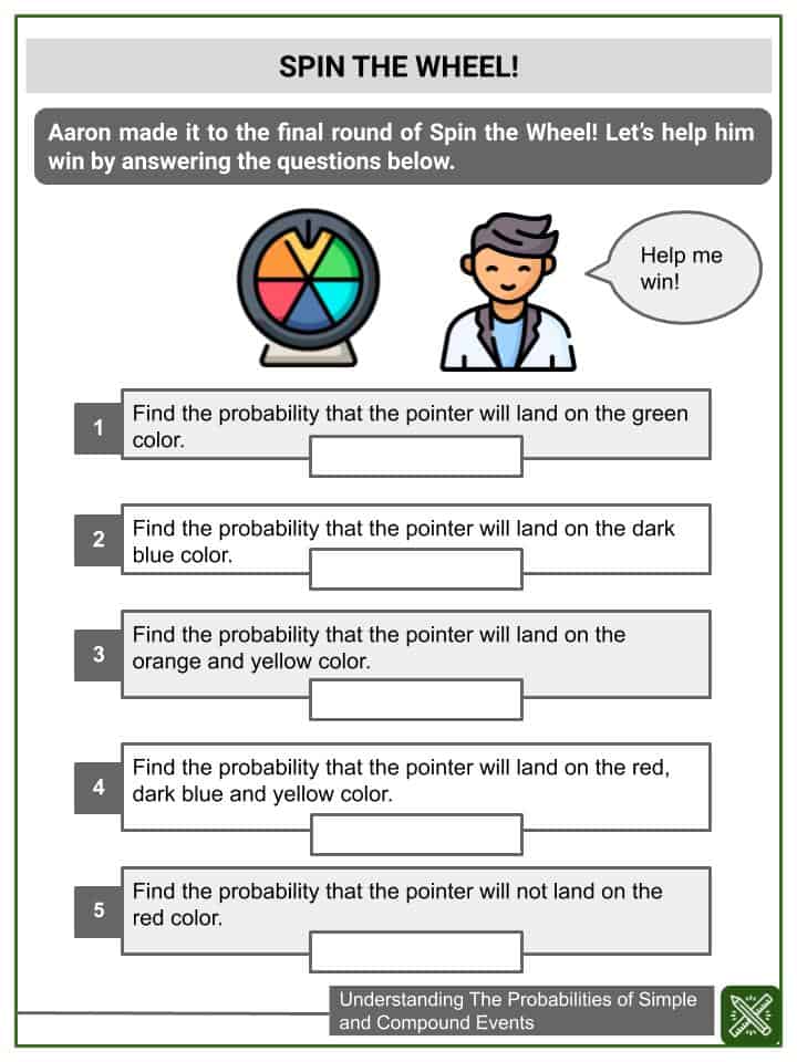 probabilities of simple and compound events 7th grade math worksheets