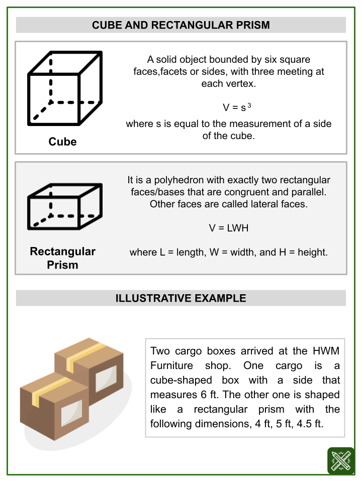 Volume of Cubes and Rectangular Prisms Math Worksheets