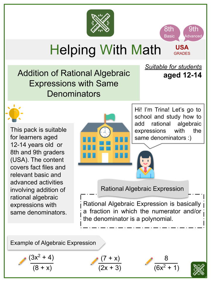 Addition Rational Expressions Worksheets