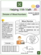 Division of Mixed Numbers (Occupations Themed) Worksheets