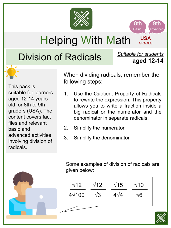 division-of-radicals-online-learning-themed-maths-worksheets