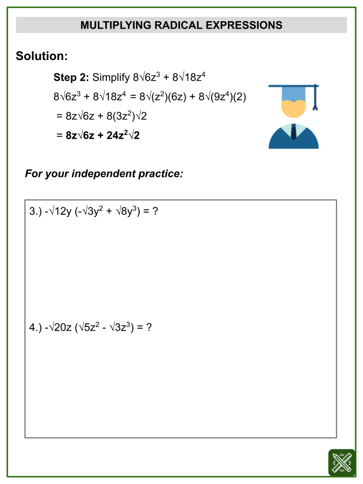  Multiplication Of Radical Expressions Worksheets Aged 12 14