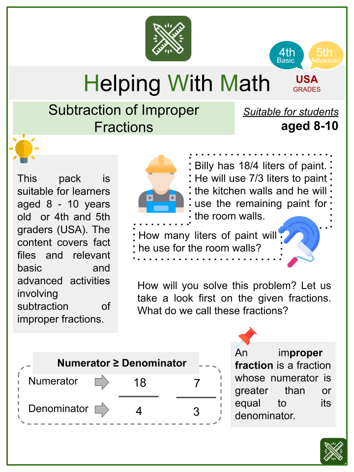 subtraction-of-improper-fractions-themed-math-worksheets