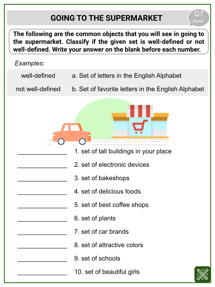 Set And Set Notation Themed Math Worksheets Aged 11 13